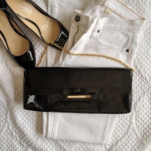 BCBGMaxAzria Large Black Patent Leather Clutch